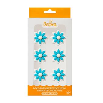 Picture of 6 TWO TONE SUGAR DAISIES LIGHT BLUE